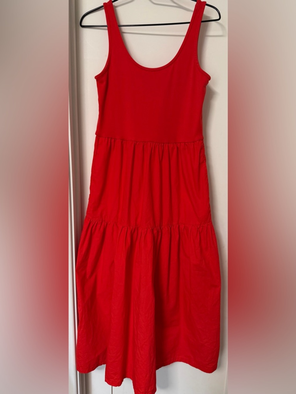 J. Crew Red Sleeveless Tiered A-Line Skirt